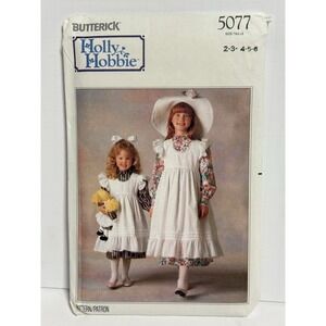 Vintage Butterick Pattern 5077 Holly Hobbie Pinafore & Dress Uncut Sz 2-3-4-5-6
